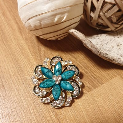 Zelto-Broche Dames-Broches-Blauwe Bloem-Broche-Bloemen-Blauw-Strass-Broche Boetiek