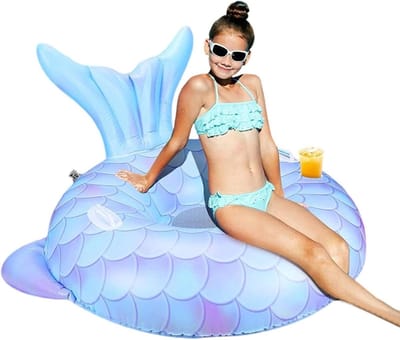Opblaasbare Zwemband - Waterstoel Drijver - Waterpret Genieten - Zeemeerminstaart Vorm - 110 cm - Meerdere Kleuren