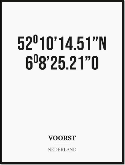 Poster/kaart VOORST met coördinaten