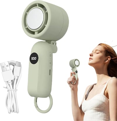 VHV - Handventilator - mini handventilator usb oplaadbaar - USB oplaadbaar, stil, met digitaal display, met LED verlichting - voor reizen, festival, make-up