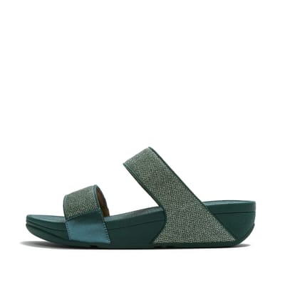 FitFlop Lulu Shimmerglitz Slides Dames Slippers - Deep Ocean