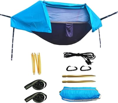 Camping Hangmat - Kampeerhangmat Outdoor - Ontspannen Buiten - Met Klamboe - 270x140 Cm - One Color