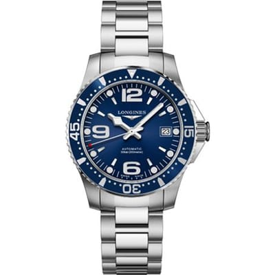 Montre Longines Concas Série Plongée Mouvement Mécanique Automatique Affichage de la Date 39 mm Cadran Bleu Boîtier en Acier Inoxydable Montres Homme Argent L3.741.4.96.6 Blue