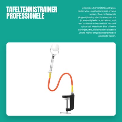 Dailygoods- Tafeltennistrainer Professionele Robot - Trainingsmachine - Vaste Clip - PVC - 47 cm - 200 gr - Slagfrequentie en Rotatie - Pingpongrobot