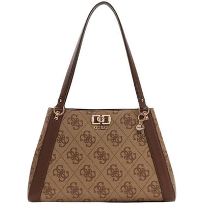 GUESS schoudertas Karnilla Logo Girlfriend Carryall Latte Logo / Brown Lichtbruin