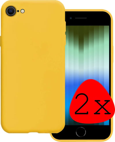 Hoesje 2 Stuks - Geschikt voor Apple iPhone SE (2022) - Sterk & Shockproof - Case Siliconen - Back Cover - Telefoon Hoes - Geel