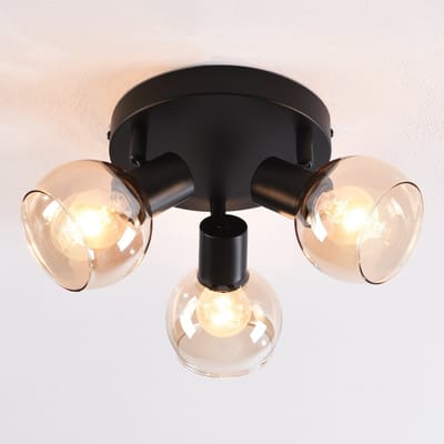LumenXL - Draaibare plafondlamp met amber glas, 3-lichts - Peri