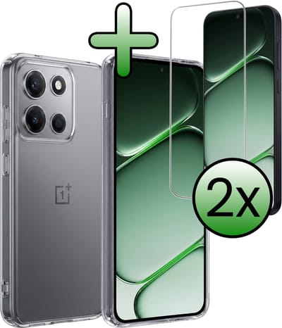 Hoesje Met 2x Screenprotector - Geschikt voor OnePlus Nord 6 - Sterk & Shockproof - Back Cover - Siliconen Case - Telefoon Hoes - Transparant