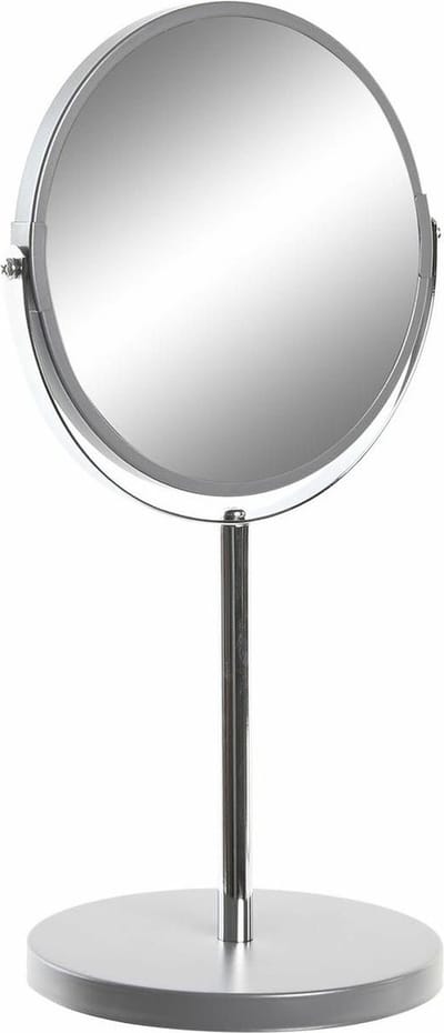 Items Make-up spiegel op standaard - rond - RVS - zilverkleurig - 34 cm
