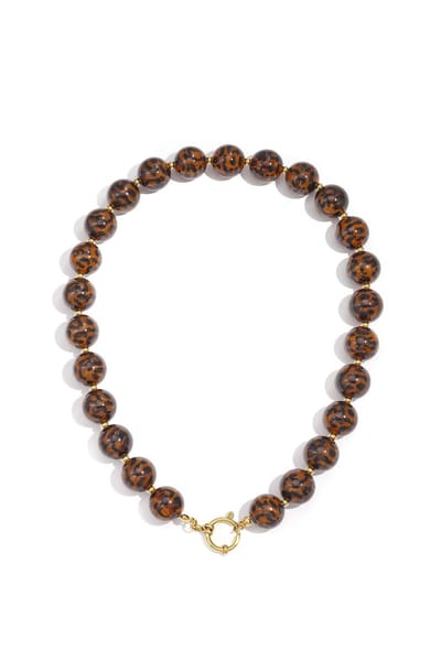 Panther Glow Charm Ketting | RVS (Verkleurt niet) & Acryl | Goud en Bruin / Panther | Snelle Levering