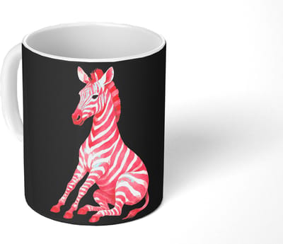 Mok - Koffiemok - Zebra - Roze - Gestreept - Mokken - 350 ML - Beker - Koffiemokken - Theemok