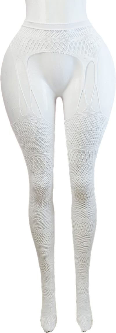 BamBella ® - Panty -Onesize - open kruis hoge kousen broek Dames - Onesize - sexy Erotische lingerie van kant wit