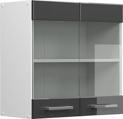 Vicco R-Line Glazen keukenkast – 60 cm Antraciet Hoogglans