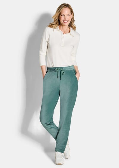 Corduroy joggpants - grijsgroen - Gr. 40 van Goldner Fashion