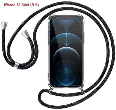 Hoesje Geschikt voor iPhone 12 Mini hoesje Backcover met koord Zwart