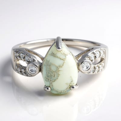 Cavill - Zilveren ring met howliet 3,47 ct peervormig cabochon - 925 sterling zilver - Cambodjaanse zirkonia's 0,383 ct - elegante dames ring