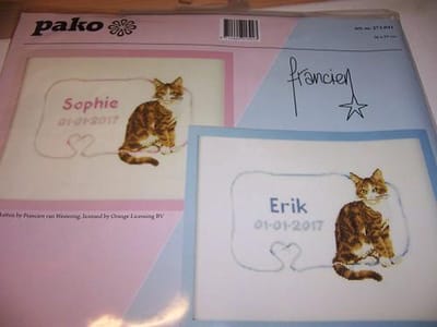 Borduurpakket Geboortetegel: Erik/Sophie poes