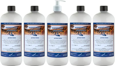 Handzeep Orange 1 liter - set van 5 stuks - met gratis pomp - Voordeelverpakking