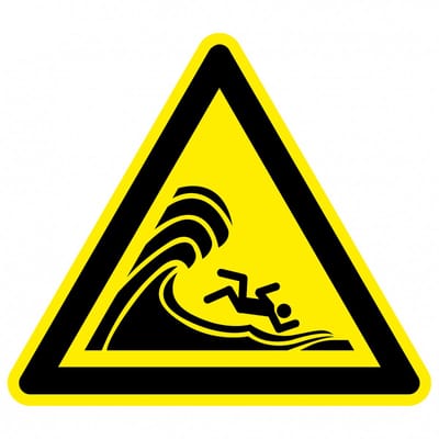 Waarschuwingssticker hoge golven, W065 50 mm - 10 stuks per kaart