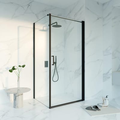 FugaFlow Eccelente Vetro Douchecabine - 100x80x200 - Profiel veiligheidsglas - anti kalk - mat zwart