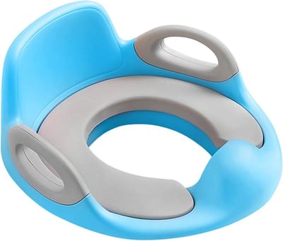 Kindertoiletbril - Potjestrainer met handvat - Zindelijkheidstraining kind - Anti-spat bescherming - 33 x 37 x 16 cm - Blauw