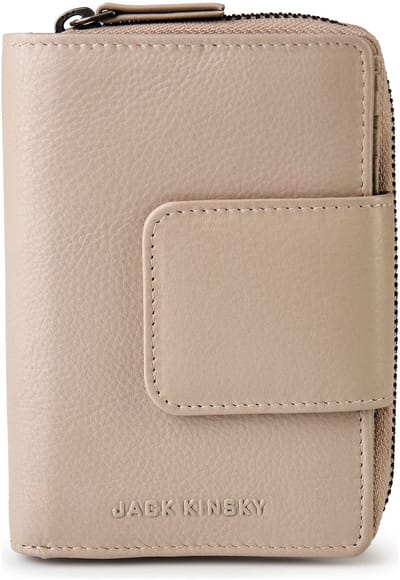 Jack Kinsky Livorno 511 Portemonnee RFID-bescherming Leer 9.5 cm - Dames - Staand formaat - beige