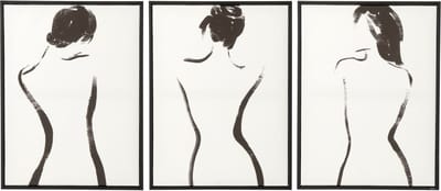 J-Line schilderij Vrouwen - hout - naturel/zwart - 3 stuks