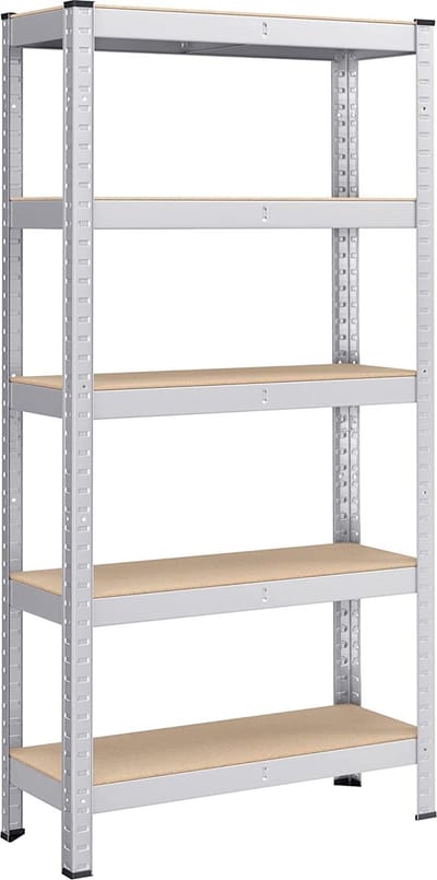 5-Laags Stelling Van Staal - Boutloze Montage, Zilver - Ideaal Voor Garage, Schuur