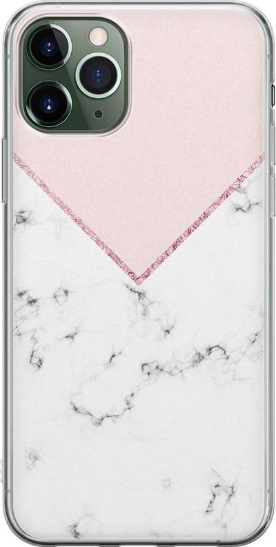 Leuke Telefoonhoesjes - Hoesje geschikt voor iPhone 11 Pro - Marmer roze grijs - Soft case - TPU - Marmer - Roze