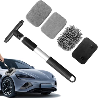 Auto Voorruit Reiniger - Uittrekbare Borstel - Glas Oppervlakken Reinigen - Multi-materiaal Borstelkop - Intrekbaar - Grijs