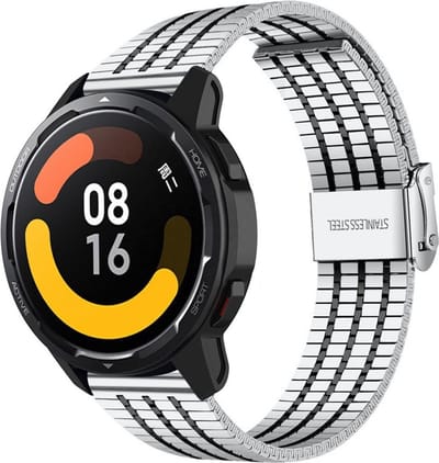 Strap-it Luxe metalen RVS bandje - geschikt voor Xiaomi Watch S1 (Active/Pro) / Watch 2 Pro / Watch S3 / Mi Watch / Amazfit Balance / Bip 5 - zilver/zwart