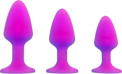 Cupitoys® Siliconen buttplug set - Groot - Roze - Glow in the dark - Sex toys voor vrouwen - Sex toys voor mannen - Buttplugs