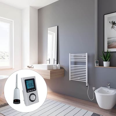 Schulte TURBO - elektrische designradiator - 50x70 cm - wit - digitale remote aansluiting rechts - 300 Watt