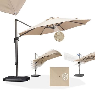 PURPLE LEAF Ronde Parasol – Hangend zonnescherm – 360° draaibaar – Voor balkons – Voor terrassen – UV50+