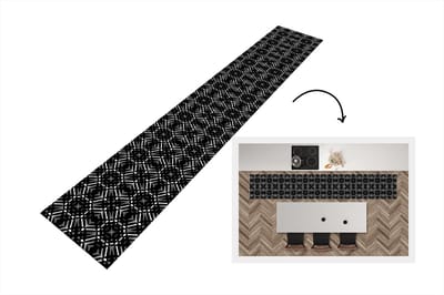 Keukenloper - Loper keuken - Patroon - Zwart Wit - Geometrie - 300x50 cm - Keukenloper vinyl