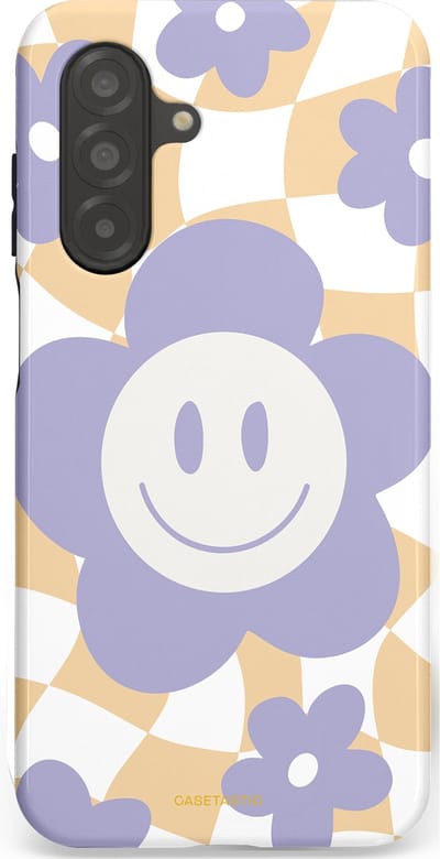 Casetastic hoesje geschikt voor Samsung Galaxy A26 - Dubbellaagse bescherming - Madeliefjes magie - Fashion Case - Lila Wit Zand Lichtgrijs