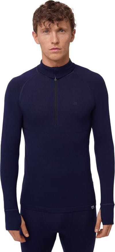 DANISH ENDURANCE Thermoshirt met Rits voor Heren - van Merino Wol - Donker Marineblauw - Maat M