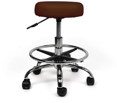 Ergonomische Tabouret Bruin op Wielen Laag (40-57cm) / met Voetsteun / Standaard wielen