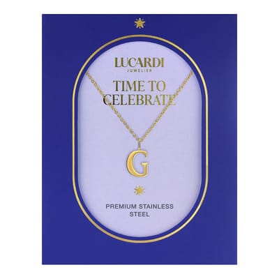 Lucardi Dames Stalen goldplated ketting letter G - Ketting - Staal - Goudkleurig - 47 cm