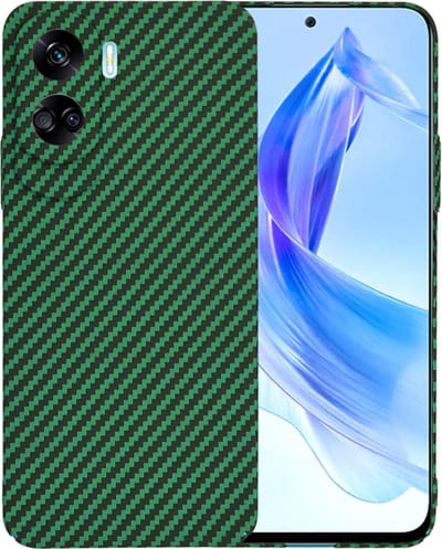 Hoesje geschikt voor HONOR 90 Lite - Techsuit Carbonite FiberShell Carbon Back Cover - Groen