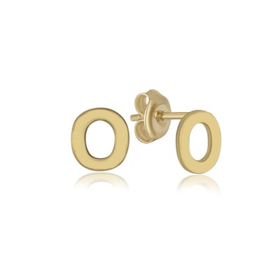 Letter O Gold Plated Initial Oorknoppen Zilveren (zilvergehalte 925 Sterling) (goudkleurig)