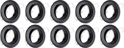 Spot Armatuur 10 Pack - GU10 Inbouwspot - Rond - Zwart - Aluminium - Kantelbaar Ø82mm