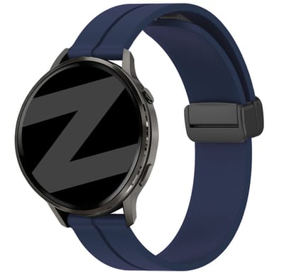 Bandz Siliconen bandje met D-Buckle sluiting geschikt voor Garmin Vivoactive 6 / 5 / 3 / Vivomove / 3 / HR / Style / Luxe / Sport / Trend / Forerunner 645 / 570 / 245 / 170 / 165 / 70 / 55 / Venu / SQ / SQ2 / 2 Plus / Approach S12 - Donkerblauw