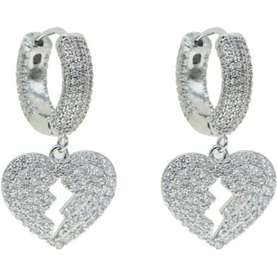 Boucle d'oreille Créole Charme Pendentif Cœur Nouveau Été Pour Hommes Femmes Iced Out Bling Hip Hop Géométrique Accroché Cœurs en Zirconia Boucle d'oreille Bijoux gray