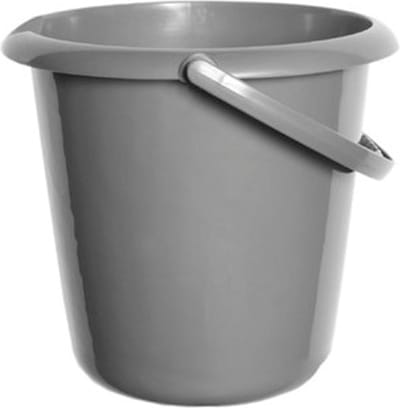 Whitefurze Emmer 10 liter kunststof grijs - handige schenktuit - stevige hendel - 30 x 30 x 28 cm