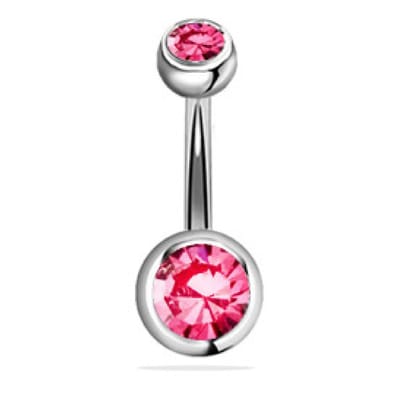 Navel Piercing - Zilver Met Steentjes