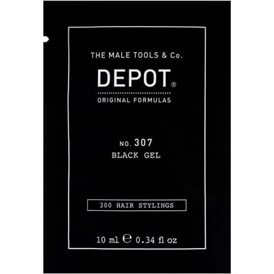 Dépôt, 300 Coiffures Non. 307 Noir, Complexe Botanique, Gel Coiffant, Couvrance Temporaire & Volume, Tenue Moyenne, 10 ml