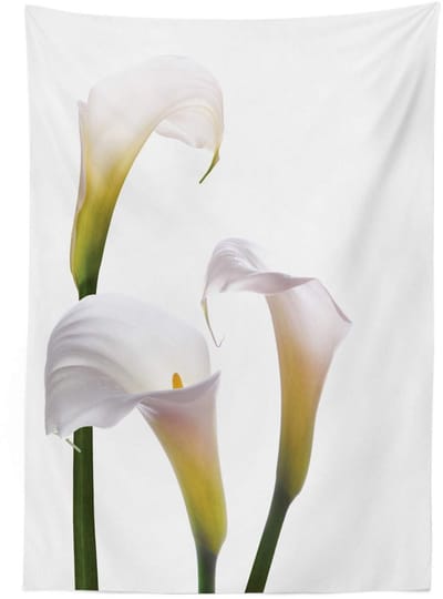 ABAKUHAUS Bloemen-tafelkleed Calla-lelie – satijn 140x170 cm – Geel/Wit/Groen