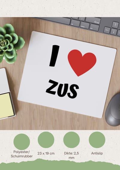 Akyol - i love zus Muismat - Zus - de liefste zus - verjaardag - cadeautje voor zus - zus artikelen - kado - geschenk - 23 bij 19 cm