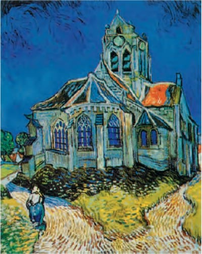 Mini kunstposter - Vincent van Gogh - De kerk bij Auvers - 24x30 cm